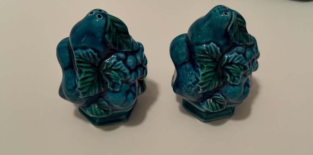 Vintage Inarco Mood Indigo Fruit Topiary Salt and Pepper Shakers E-2371